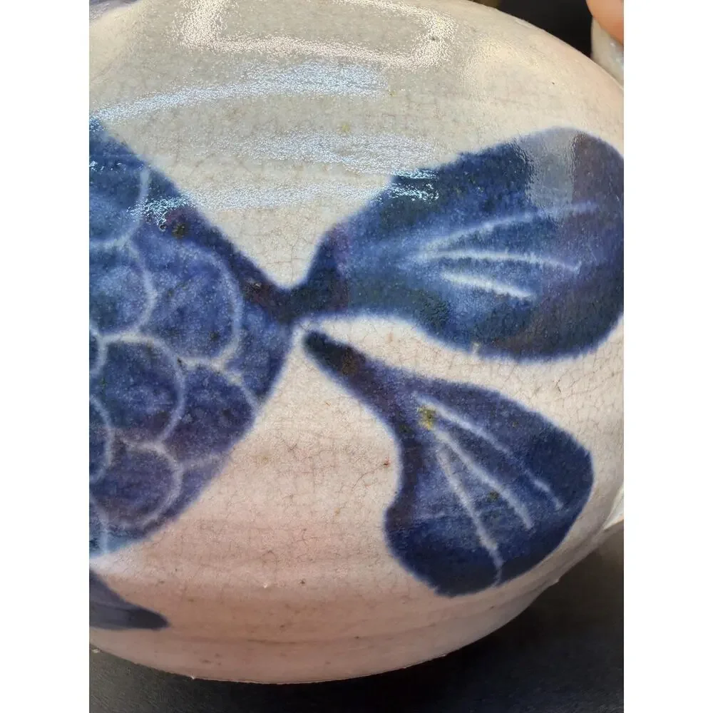 Vintage Andy Cochran Salmon Falls Stoneware Fish Oil Lamp Studio Pottery 14